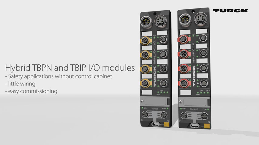TBPN a TBIP – Hybridní I/O moduly pro bezpečnostní aplikace v krytí IP67