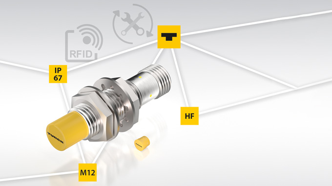 Čtecí/zapisovací hlavy a tagy RFID v miniaturním formátu